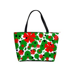 Red And Green Christmas Design  Shoulder Handbags by Valentinaart