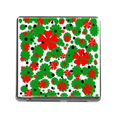 Red And Green Christmas Design  Memory Card Reader (square) by Valentinaart