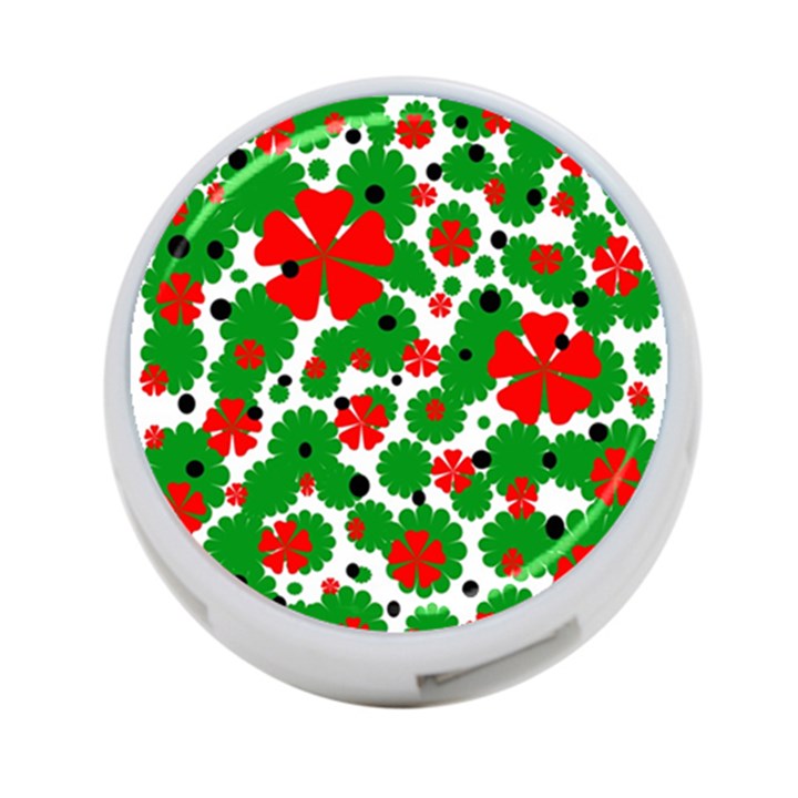 Red and green Christmas design  4-Port USB Hub (One Side)