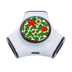 Red And Green Christmas Design  3-port Usb Hub by Valentinaart