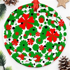 Red And Green Christmas Design  Ornament (round Filigree) 