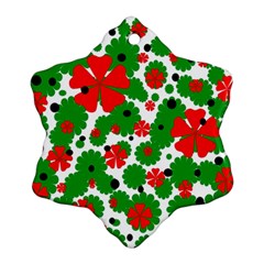 Red And Green Christmas Design  Ornament (snowflake) 