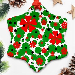 Red And Green Christmas Design  Snowflake Ornament (2-side)