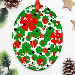 Red And Green Christmas Design  Ornament (oval Filigree)  by Valentinaart