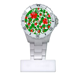 Red And Green Christmas Design  Plastic Nurses Watch by Valentinaart