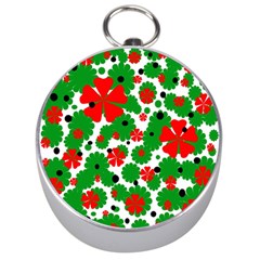 Red And Green Christmas Design  Silver Compasses