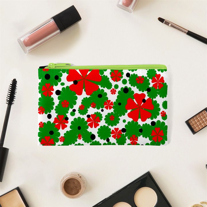 Red and green Christmas design  Cosmetic Bag (XS)