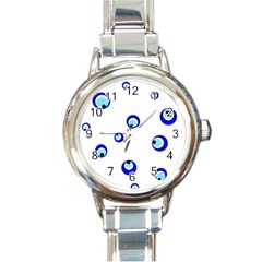 Mediterranean Blue Eyes Round Italian Charm Watch by Valentinaart