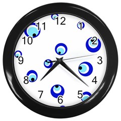 Mediterranean Blue Eyes Wall Clocks (black)