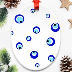 Mediterranean Blue Eyes Oval Ornament (two Sides) by Valentinaart