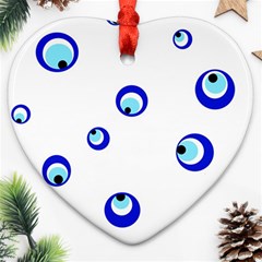 Mediterranean Blue Eyes Heart Ornament (2 Sides) by Valentinaart