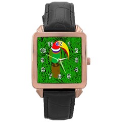 Toucan Rose Gold Leather Watch  by Valentinaart