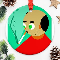 Smoker  Round Ornament (two Sides)  by Valentinaart