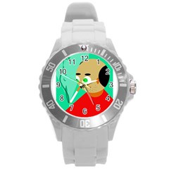 Smoker  Round Plastic Sport Watch (l) by Valentinaart