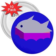 Big Fish 3  Buttons (10 Pack) 