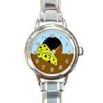 Cheese  Round Italian Charm Watch Front