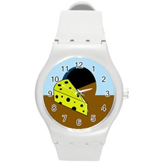 Cheese  Round Plastic Sport Watch (m) by Valentinaart