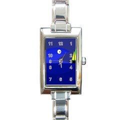 Blue Monster Fish Rectangle Italian Charm Watch