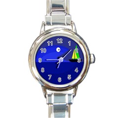 Blue Monster Fish Round Italian Charm Watch