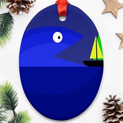 Blue Monster Fish Ornament (oval)  by Valentinaart