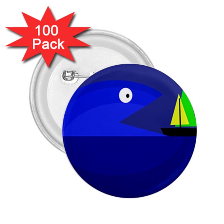 Blue monster fish 2.25  Buttons (100 pack) 