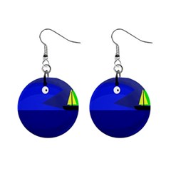 Blue Monster Fish Mini Button Earrings