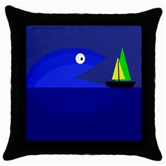 Blue Monster Fish Throw Pillow Case (black)