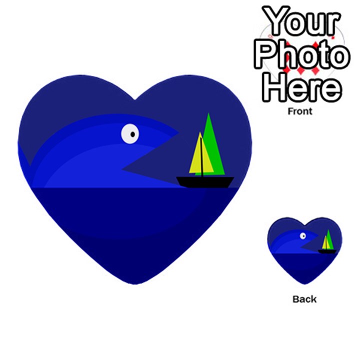 Blue monster fish Multi-purpose Cards (Heart) 