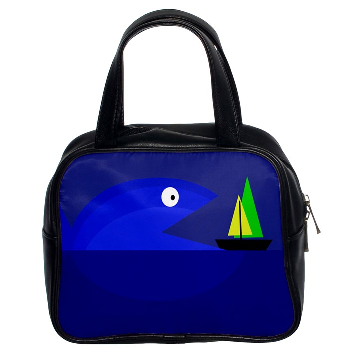 Blue monster fish Classic Handbags (2 Sides)