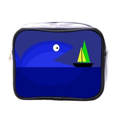 Blue Monster Fish Mini Toiletries Bags by Valentinaart