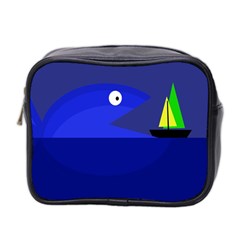 Blue Monster Fish Mini Toiletries Bag 2-side by Valentinaart