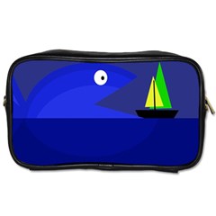 Blue Monster Fish Toiletries Bags by Valentinaart