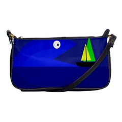 Blue Monster Fish Shoulder Clutch Bags by Valentinaart