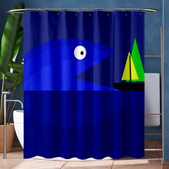 Blue Monster Fish Shower Curtain 60  X 72  (medium) 