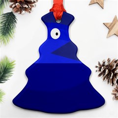 Blue Monster Fish Christmas Tree Ornament (2 Sides) by Valentinaart