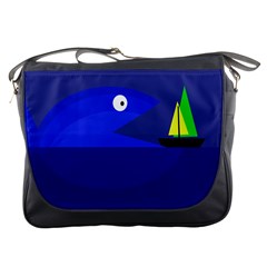 Blue Monster Fish Messenger Bags