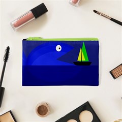 Blue Monster Fish Cosmetic Bag (xs)