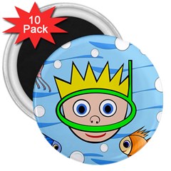 Diver 3  Magnets (10 Pack)  by Valentinaart