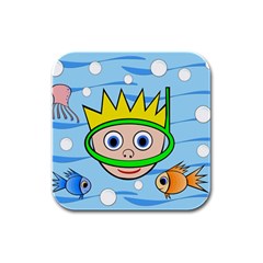 Diver Rubber Square Coaster (4 Pack)  by Valentinaart