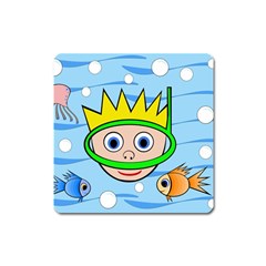 Diver Square Magnet by Valentinaart