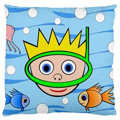 Diver Large Cushion Case (one Side) by Valentinaart