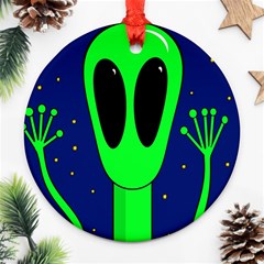 Alien  Round Ornament (two Sides)  by Valentinaart