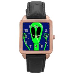 Alien  Rose Gold Leather Watch  by Valentinaart