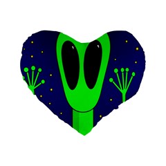 Alien  Standard 16  Premium Flano Heart Shape Cushions by Valentinaart