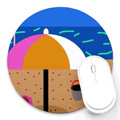 On The Beach  Round Mousepads by Valentinaart