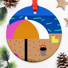 On The Beach  Round Ornament (two Sides)  by Valentinaart