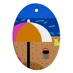 On The Beach  Oval Ornament (two Sides)