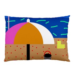 On The Beach  Pillow Case by Valentinaart