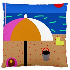 On The Beach  Large Cushion Case (two Sides) by Valentinaart