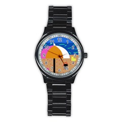 On The Beach  Stainless Steel Round Watch